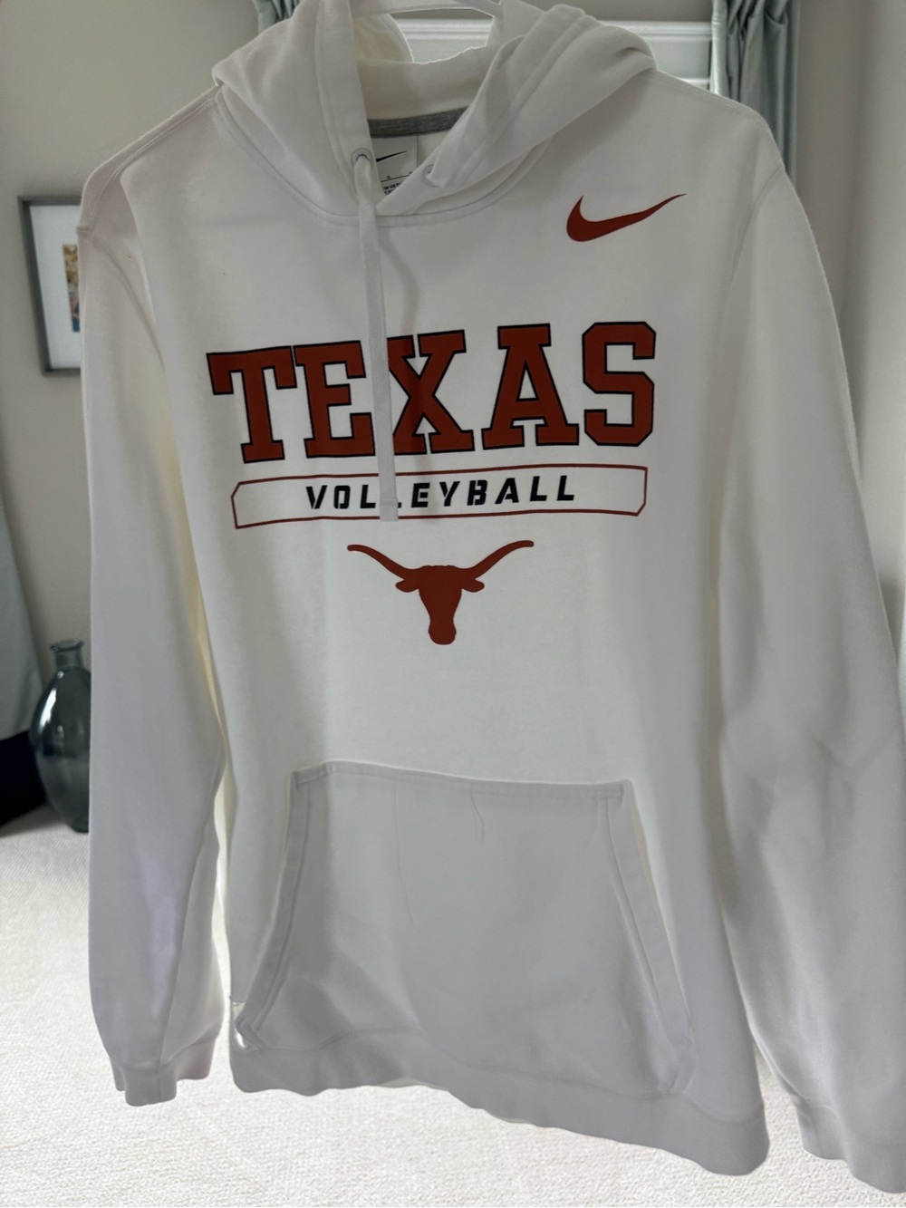 Nike White Pullover Hoodie with rust Swoosh Never worn